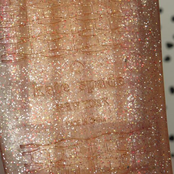 Kate Spade Pink Glitter Splash Jelly Flower Embellished Slide Sandals - Picture 7 of 8